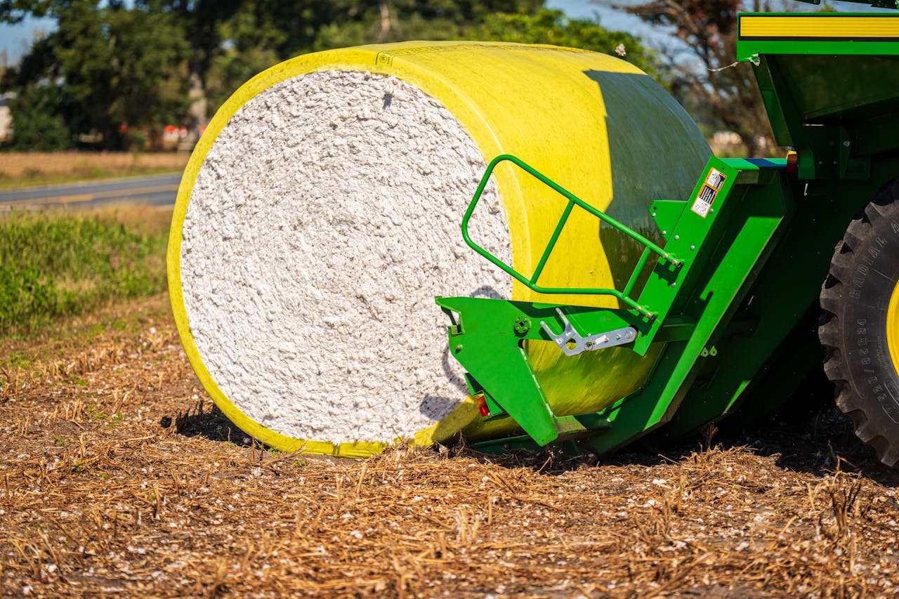 Cotton Bale on Green Tractor